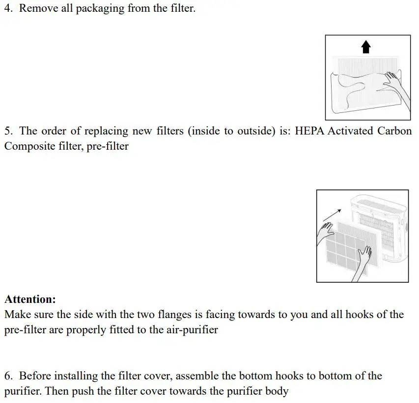 TCL Breeva Pro 400 Premium Air Purifier Instruction Manual - Replace the filter