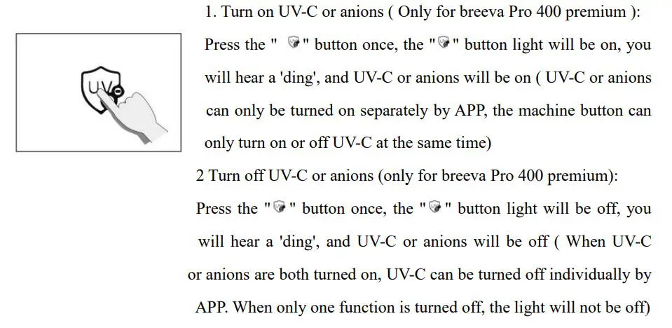 TCL Breeva Pro 400 Premium Air Purifier Instruction Manual - UV-C