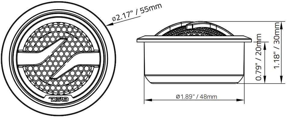 DS18 ZXI T1 1 7 Inch Pei Dome Tweeter - Angle Mount