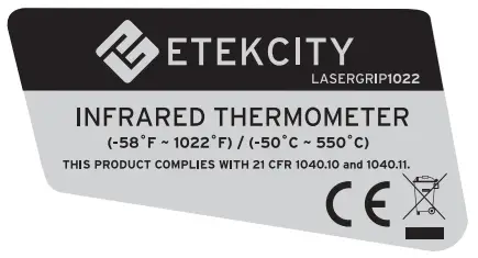 ETEKCITY Infrared Thermometer - device certification