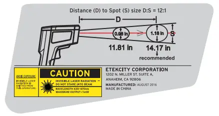ETEKCITY Infrared Thermometer - device warning