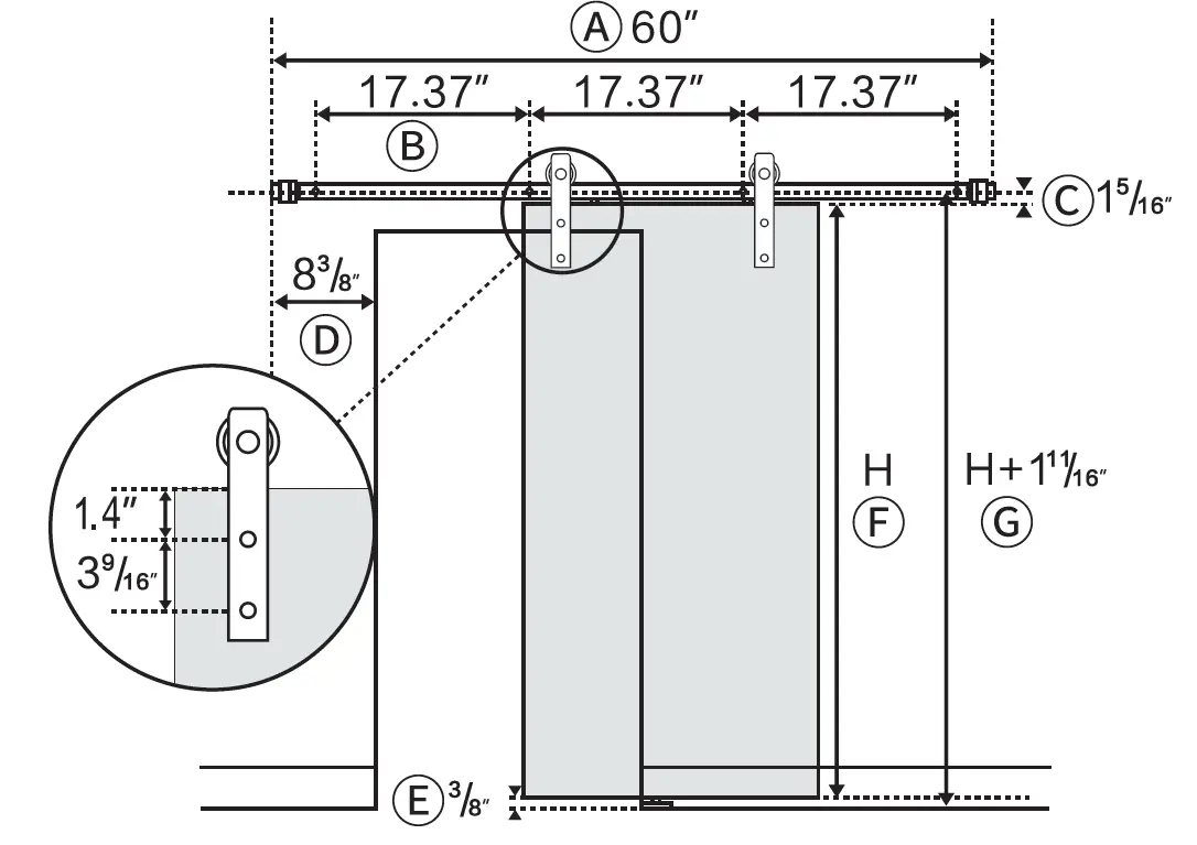 Movisa MVBDS02 Light Brown Single Unfinished Pine Wood Sliding Door fig 15