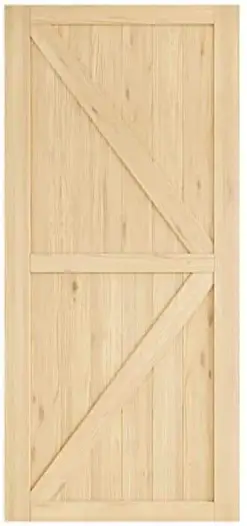 Movisa MVBDS02 Light Brown Single Unfinished Pine Wood Sliding Door product