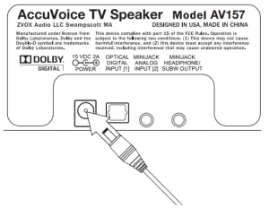 Connect Power Cord to the ZVOX Speaker