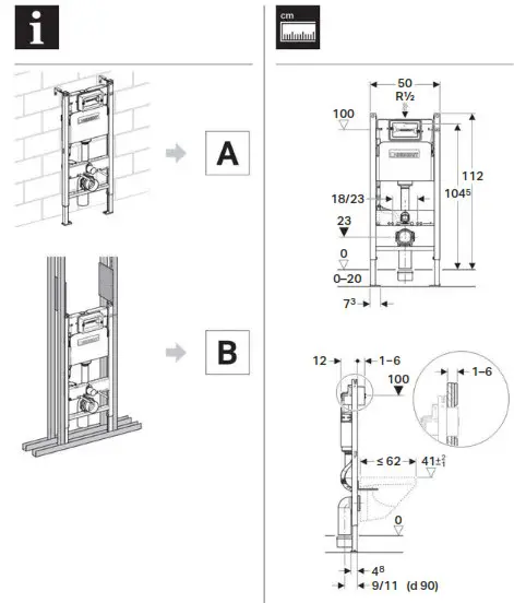GEBERIT 111300005 Duofix Wall Mounted Toilet with Sigma Cistern - overview 1