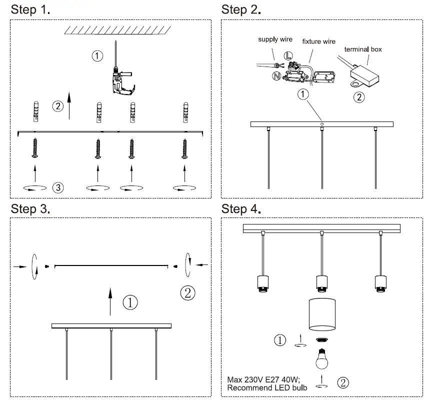 NOVA LIFE 54614-003-71 Ceiling Lamp Black 3 Light Sources 3