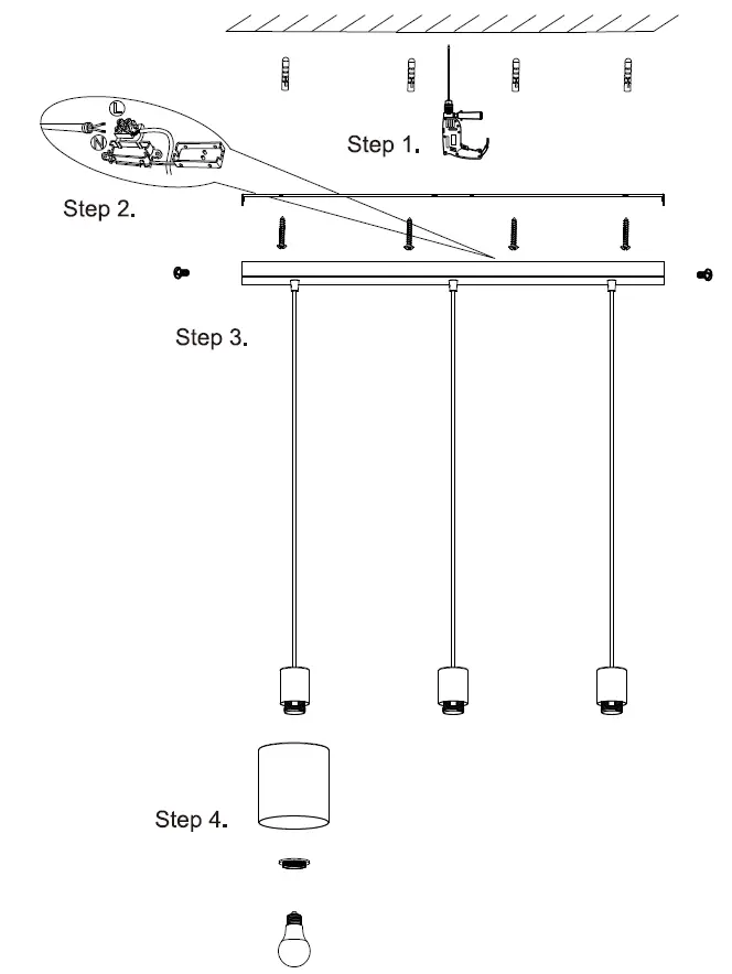 NOVA LIFE 54614-003-71 Ceiling Lamp Black 3 Light Sources 4