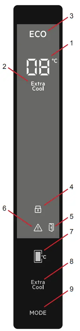 AEG RKB738E5MB Stainless Steel Freestanding Larder Fridge - Control Panel