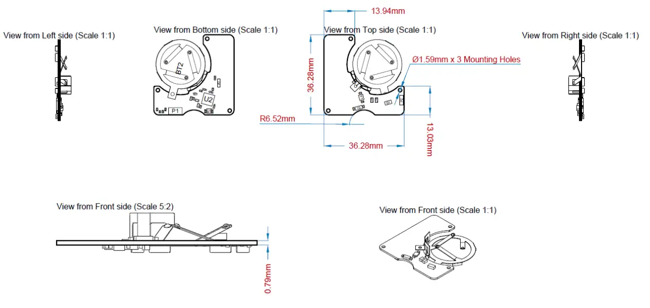 SENSOR MAESTROS smB1110, smB1111 Bluetooth Low Energy BLE 4.2 Radio PCBA - fig