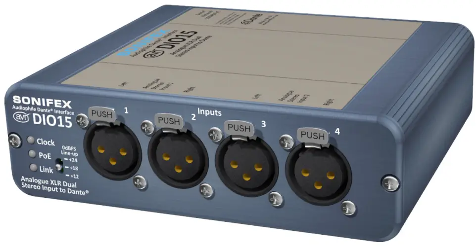 AVN-DIO15 4 Analogue XLR Inputs to Dante
