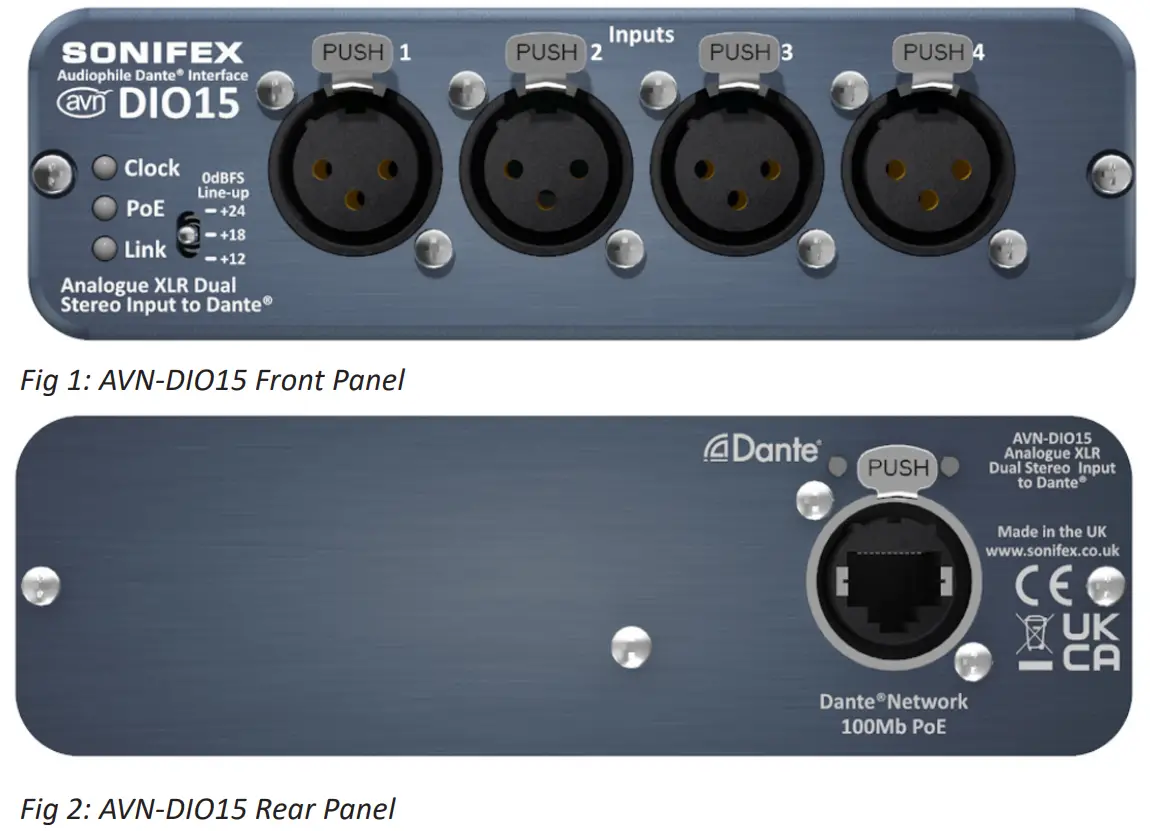 AVN-DIO15 4 Analogue XLR Inputs to Dante®