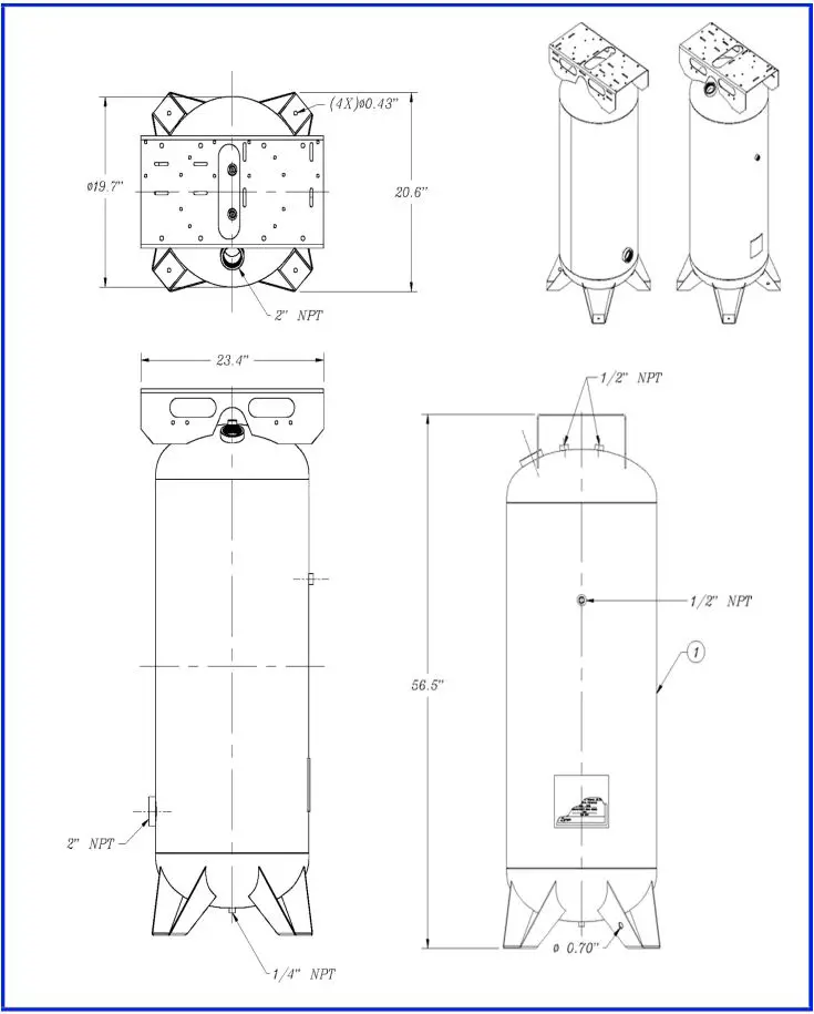 CALIFORNIA-AIR-TOOLS-60000-T-60-Gallon-Steel-Air-Tank-fig 2