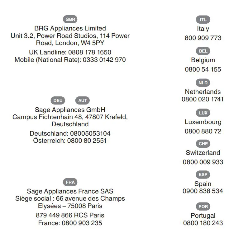 Sage BJE530 the Nutri Juicer Cold Plus User Guide - Address