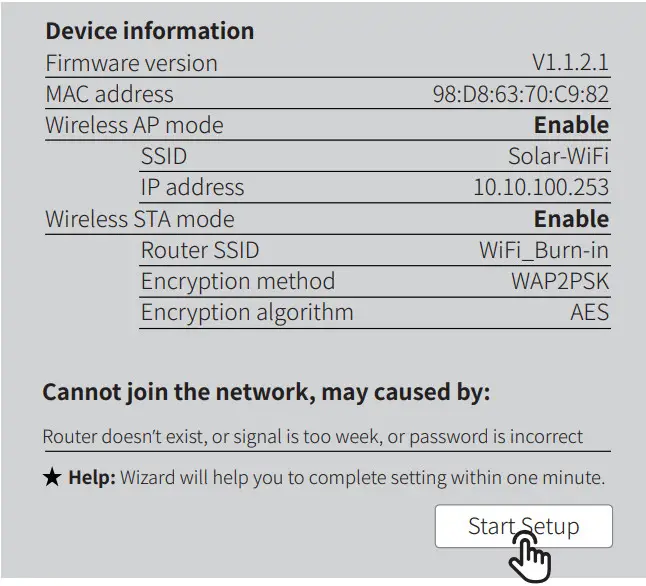GOODWE WiFi Configuration - Start Setup
