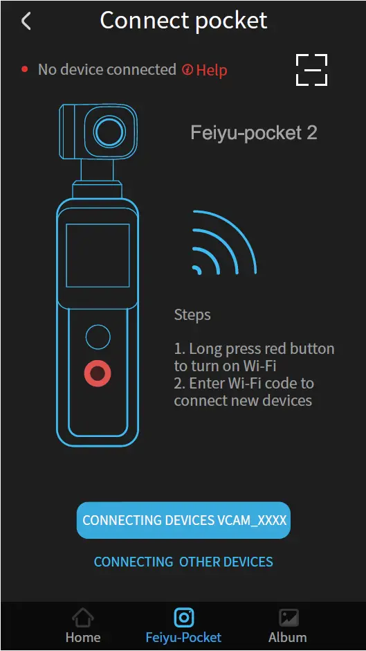 Connect with Feiyu Pocket 2 via Wi-Fi