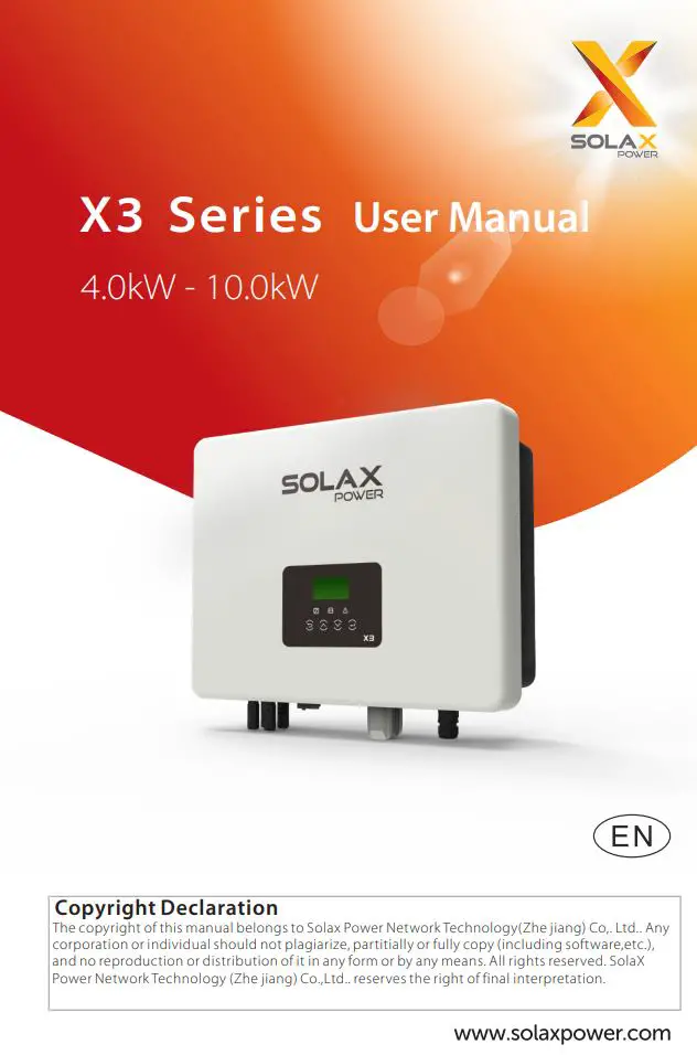 SOLAX X3 Series Solar Inverter User Manual