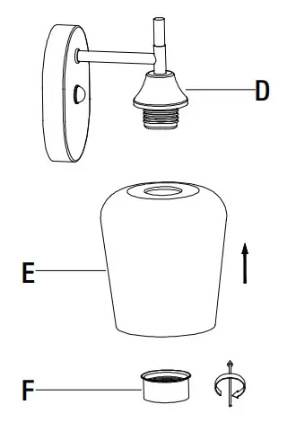 HAMPTON BAY GS W070803BN 1 Light Sconce - Installing the shade