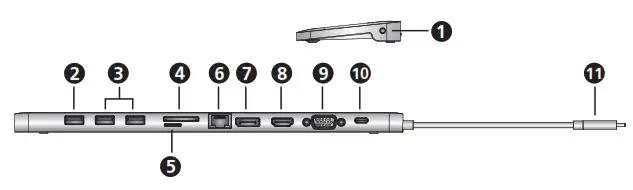 ATEN UH3234 USB-C Mulport Dock with Power Pass-Through- Components