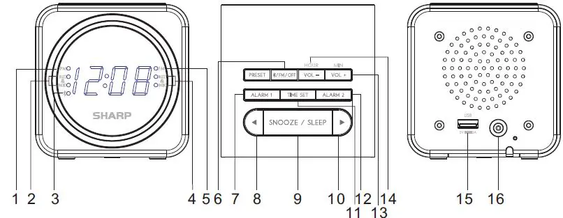 SHARP-SPC729-Bluetooth-Alarm-Clock-Radio-with-USB-Port-1