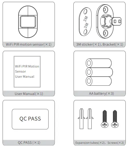 Multi IR 07040287 WiFi PIR Motion Sensor - Packing List