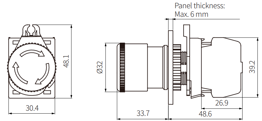 Autonics SF2ER Series 22 25 mm Round Mount Emergency Stop Switches - fig1