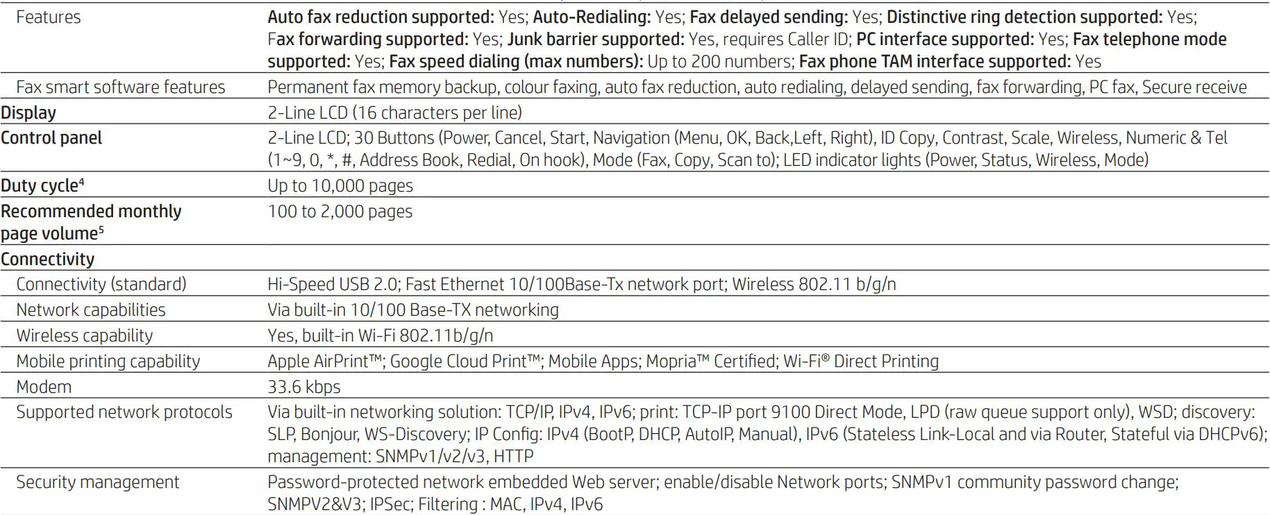 hp Laser MFP 138fnw User Guide - Technical specifications