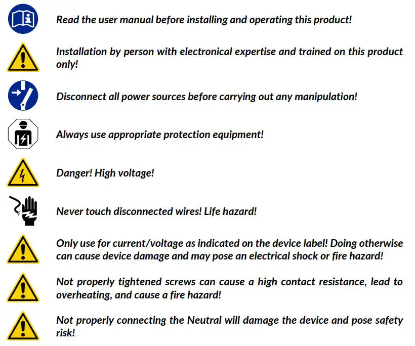 tiko K-Box A7 Class B Three-Phase Meter with Switch User Manual - Hazard Risk icon
