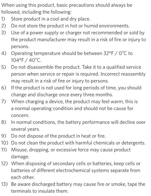 ANKER Slim 5K Built-In Lighting Connector - Important Safety Information