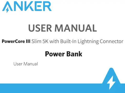 ANKER Slim 5K Built-In Lighting Connector User Manual