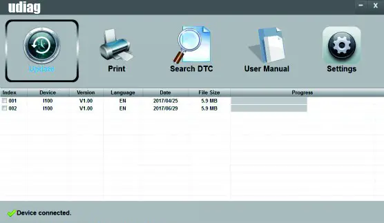 udiag OBDIIEOBD CAN Code Reader CR700- When the tool enters the Update Mode