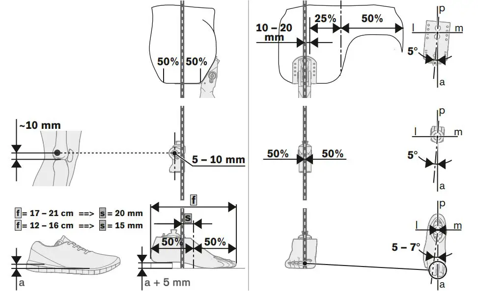 ottobock 7E8 Walking Prosthetic Hip Joint Instructions - Bench alignment of the prosthesis