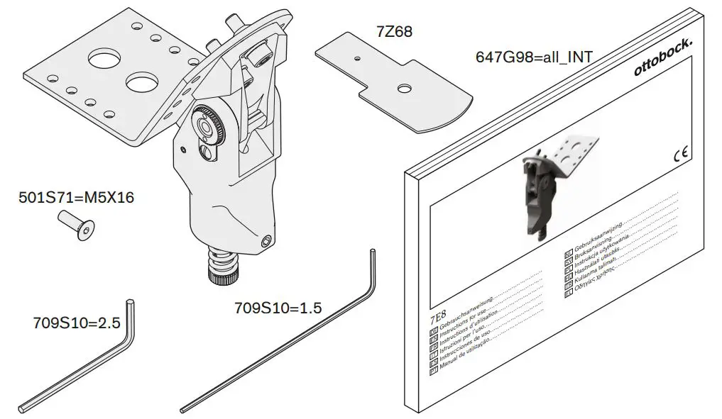 ottobock 7E8 Walking Prosthetic Hip Joint Instructions - Scope of delivery