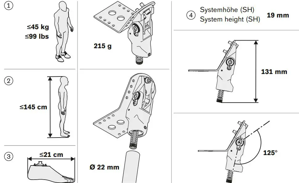 ottobock 7E8 Walking Prosthetic Hip Joint Instructions - Technical data