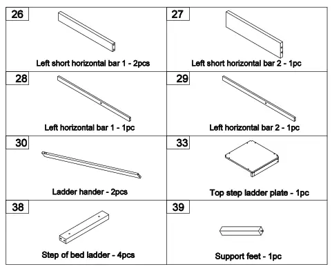 GOJANE GX000937LWYAAP Espresso Twin Over Full Bunk Bed with Staircase and Built In Storage Cabinets - part list2