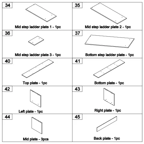 GOJANE GX000937LWYAAP Espresso Twin Over Full Bunk Bed with Staircase and Built In Storage Cabinets - part list3