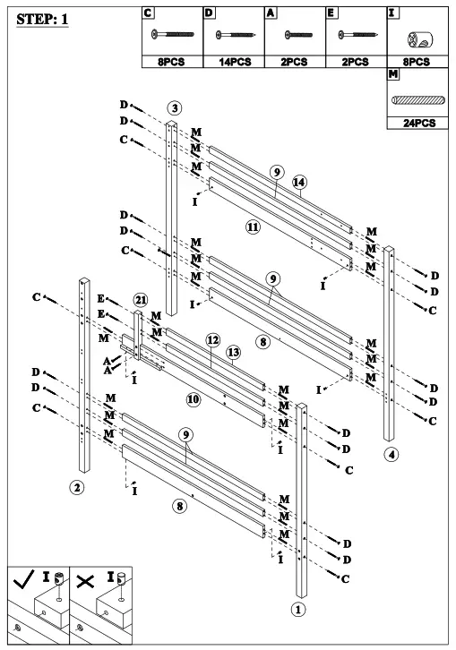 GOJANE GX000937LWYAAP Espresso Twin Over Full Bunk Bed with Staircase and Built In Storage Cabinets -step 1