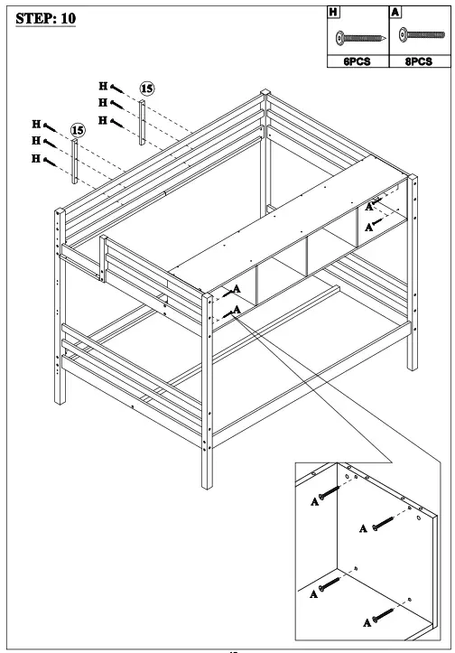 GOJANE GX000937LWYAAP Espresso Twin Over Full Bunk Bed with Staircase and Built In Storage Cabinets -step 7