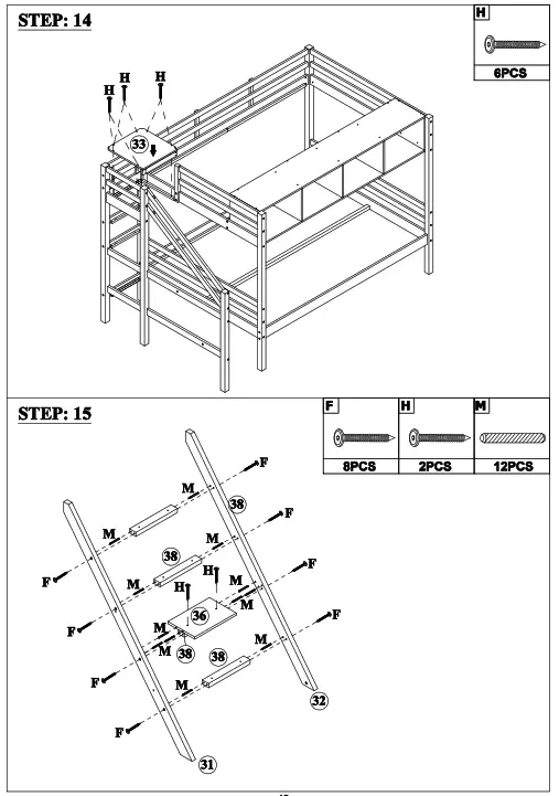 GOJANE GX000937LWYAAP Espresso Twin Over Full Bunk Bed with Staircase and Built In Storage Cabinets -step10