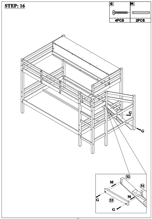 GOJANE GX000937LWYAAP Espresso Twin Over Full Bunk Bed with Staircase and Built In Storage Cabinets -step11