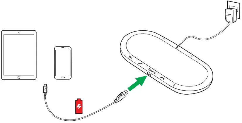 Jabra N45657 Speak 810 Bluetooth Speakerphone - obile charging