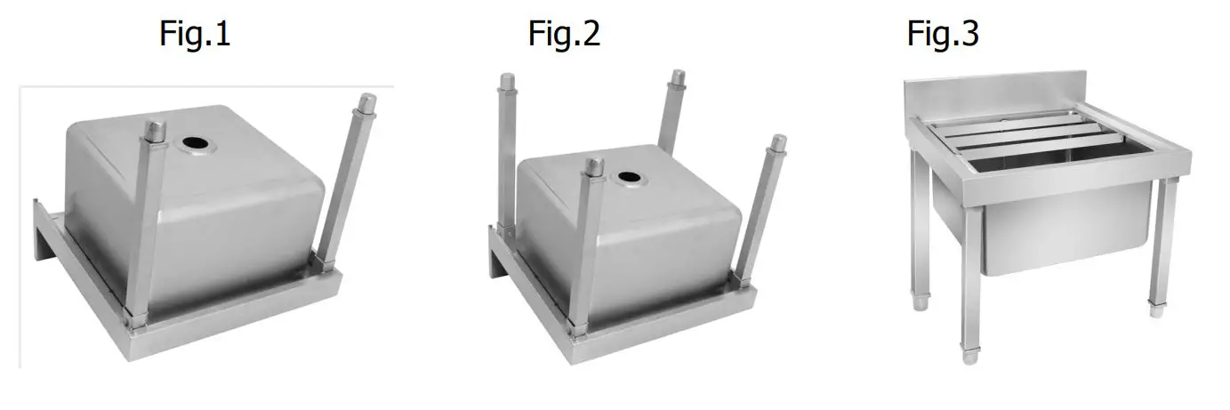 VOGUE Stainless Steel Mop Sink - Adjust the feet if necessary to level the table