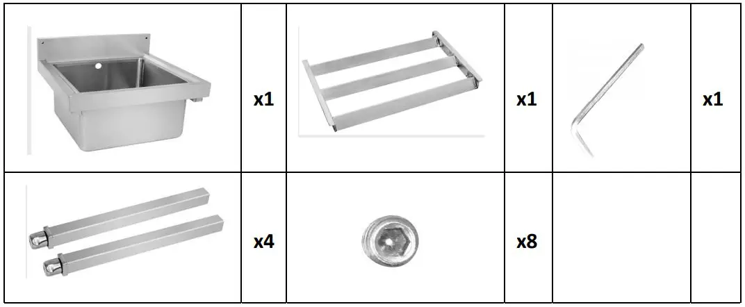 VOGUE Stainless Steel Mop Sink - Part List