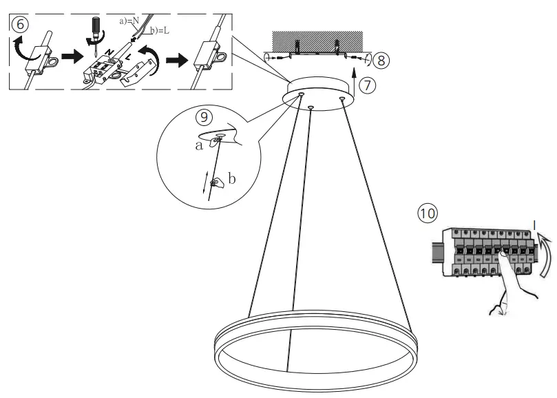 Paul Neuhaus 8411 13 Q VITO LED anthracite Pendant Light - connection