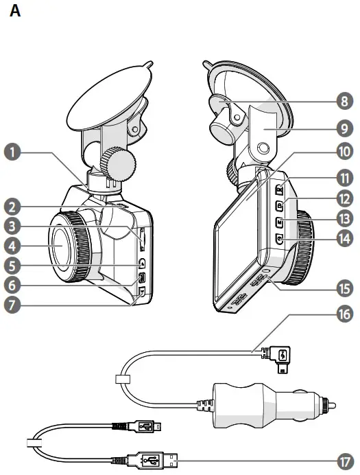 nedis DCAM15BK Dashboard Camera - a