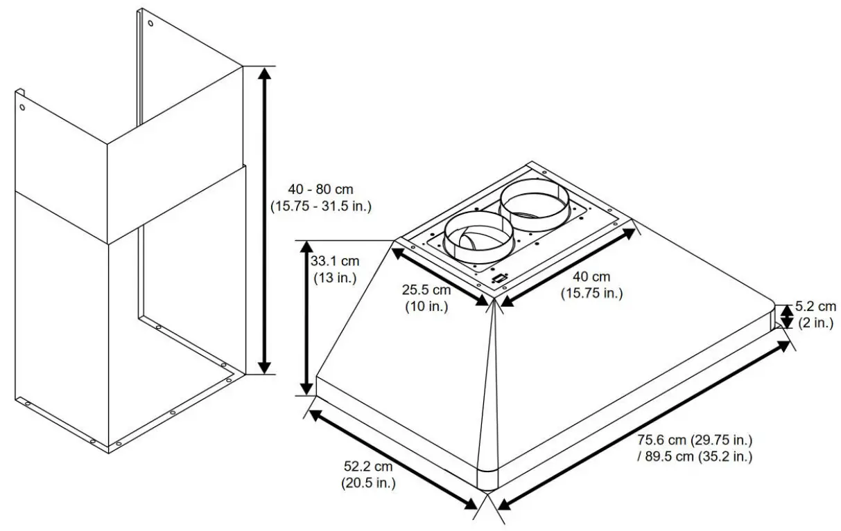 ancona Wall Rang Hood - Dimanssion