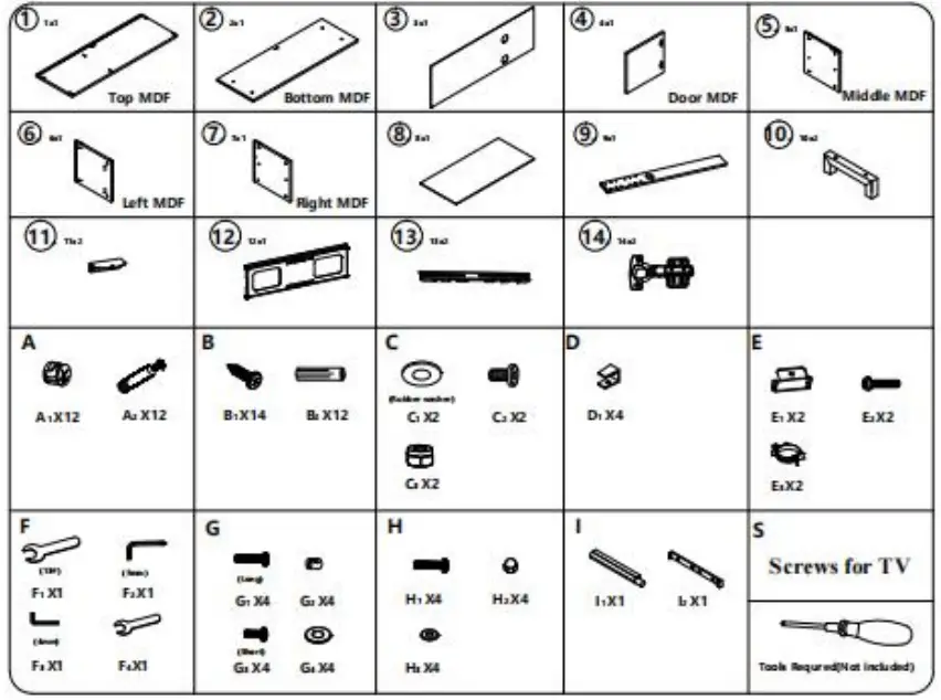 THE HOME DEPO CYW2-5648 43.3 in. Rustic Brown TV Stand FitsT 1