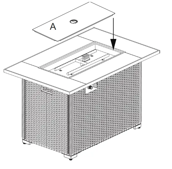 UNBRANDED LWM-FT85343 Espresso Rectangular Wicker Outdoor Fire Pit Table - FIG11