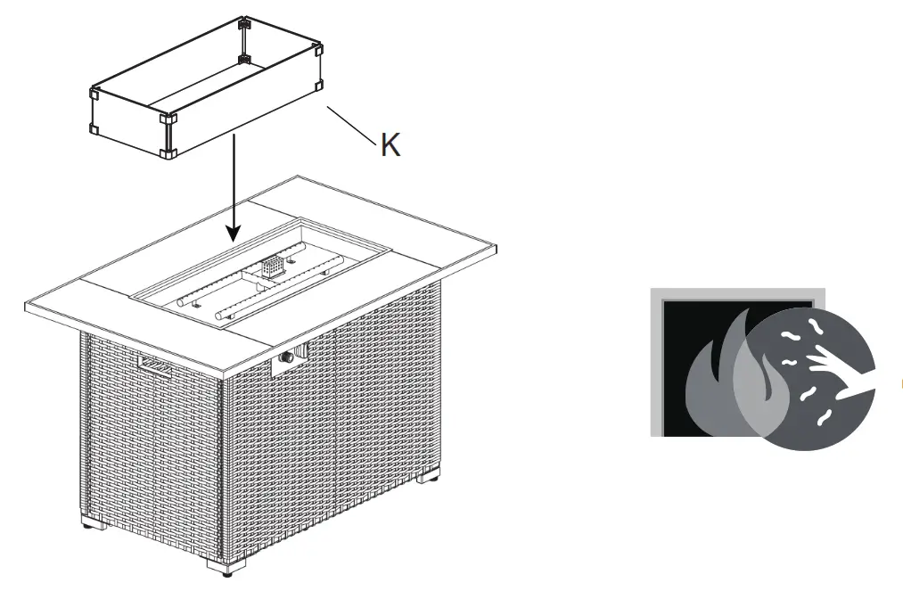 UNBRANDED LWM-FT85343 Espresso Rectangular Wicker Outdoor Fire Pit Table - FIG13