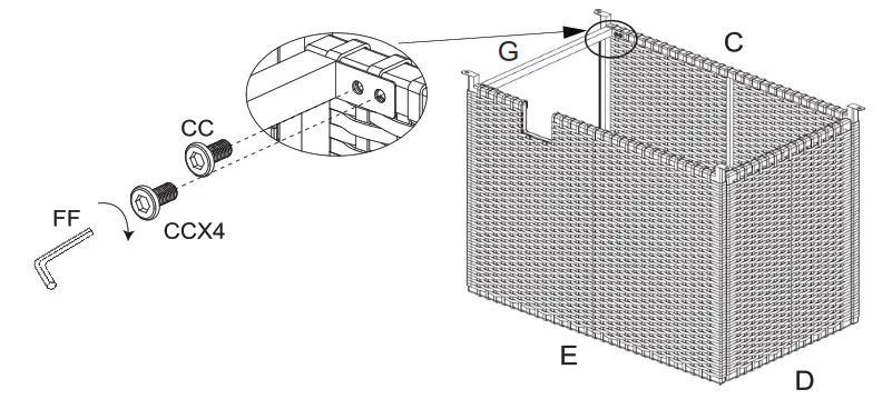 UNBRANDED LWM-FT85343 Espresso Rectangular Wicker Outdoor Fire Pit Table - FIG4