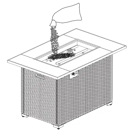 UNBRANDED LWM-FT85343 Espresso Rectangular Wicker Outdoor Fire Pit Table - FIG9